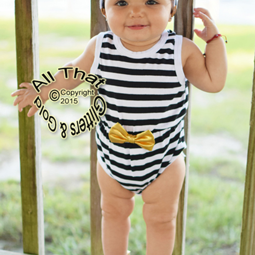5 for $25 Baby Girl Striped Romper Bodysuit - Picture 5 of 6